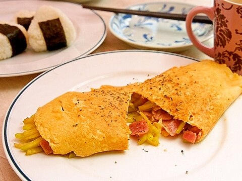 息子が作る！爽やかバジルでポテトベーコンオムレツ♪